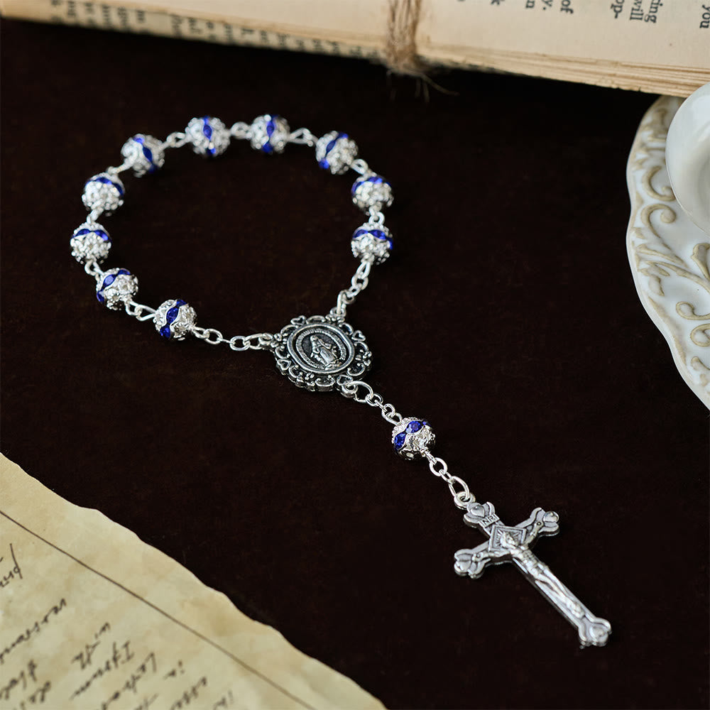Sparkling Bead Pocket Rosary with Our Lady Medal: Symbol of Faith and Grace