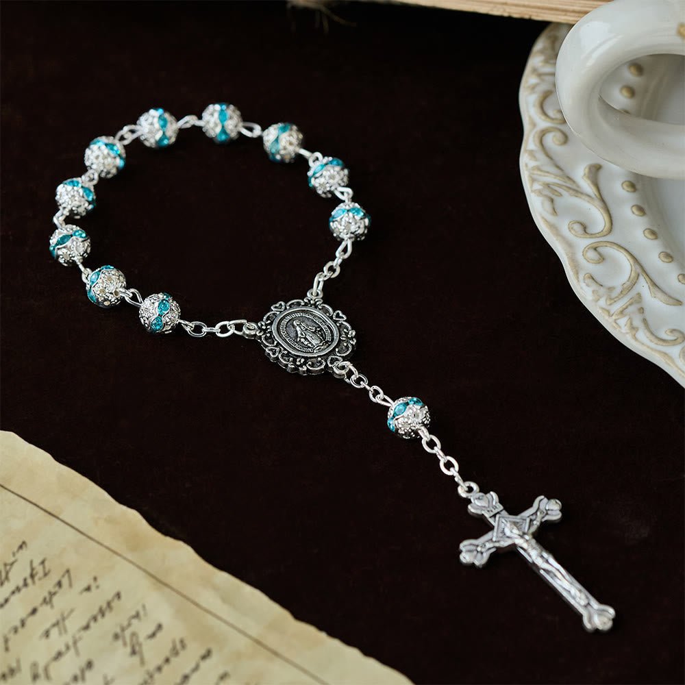Sparkling Bead Pocket Rosary with Our Lady Medal: Symbol of Faith and Grace