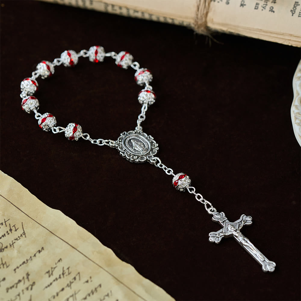 Sparkling Bead Pocket Rosary with Our Lady Medal: Symbol of Faith and Grace