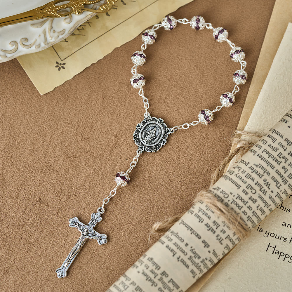 Sparkling Bead Pocket Rosary with Our Lady Medal: Symbol of Faith and Grace