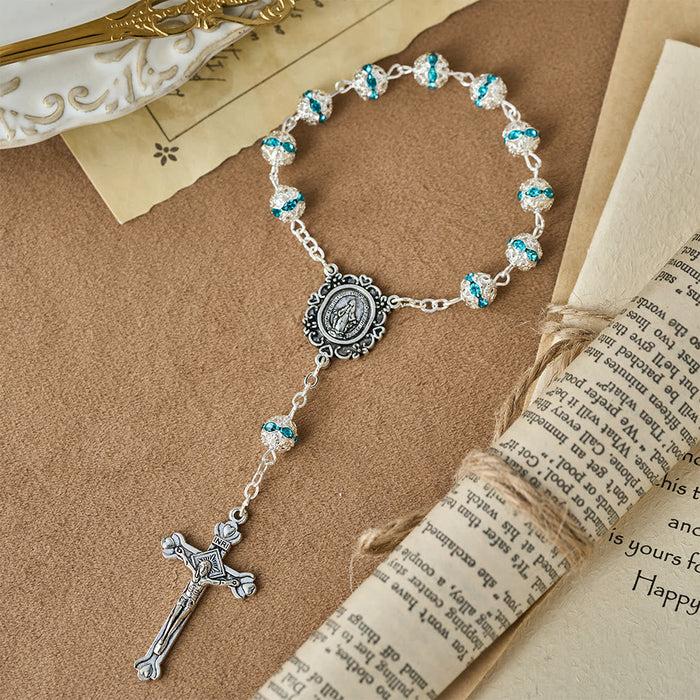 Sparkling Bead Pocket Rosary with Our Lady Medal: Symbol of Faith and Grace