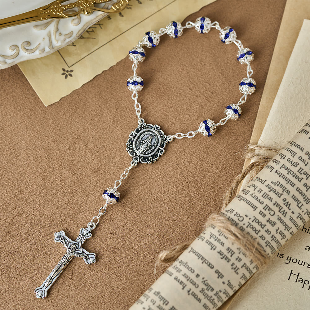 Sparkling Bead Pocket Rosary with Our Lady Medal: Symbol of Faith and Grace