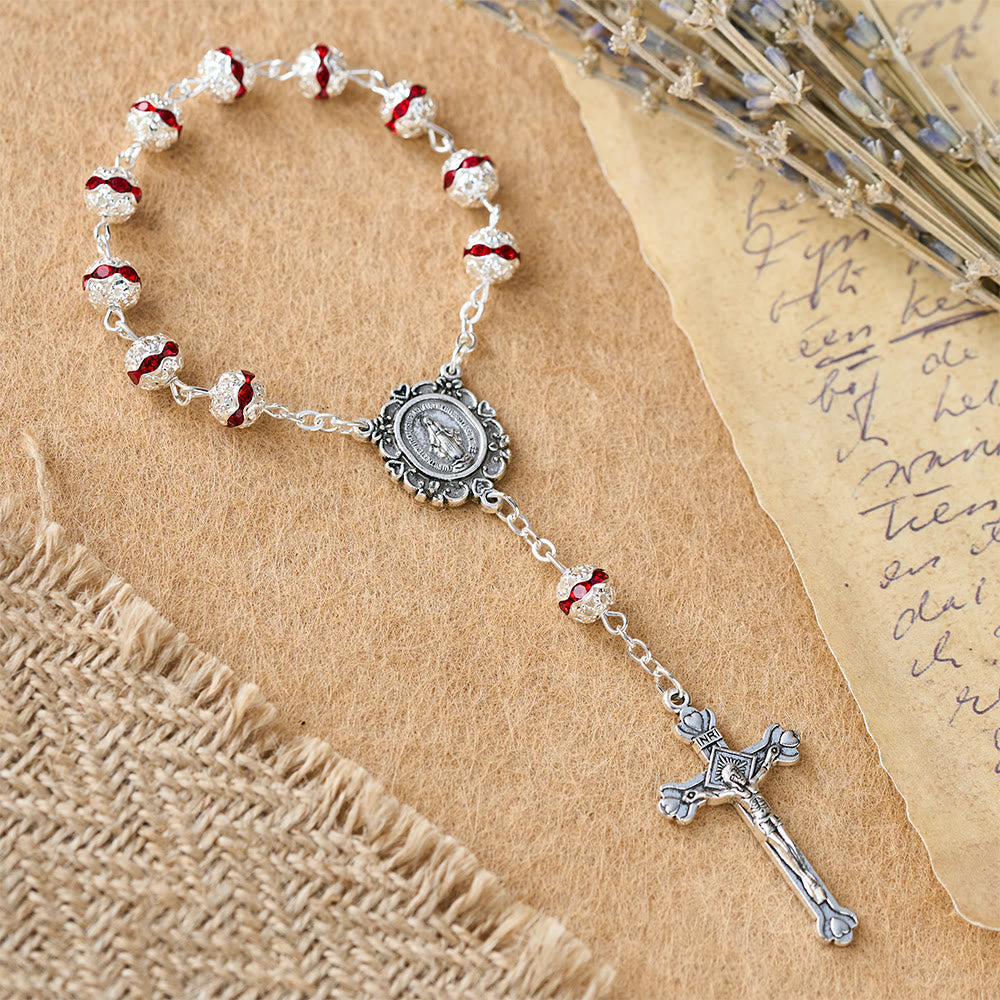 Sparkling Bead Pocket Rosary with Our Lady Medal: Symbol of Faith and Grace