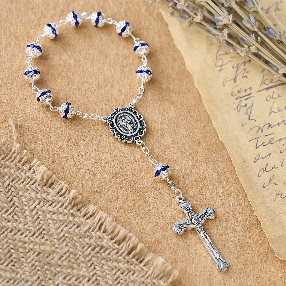 Sparkling Bead Pocket Rosary with Our Lady Medal: Symbol of Faith and Grace