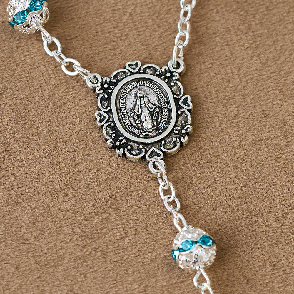 Sparkling Bead Pocket Rosary with Our Lady Medal: Symbol of Faith and Grace