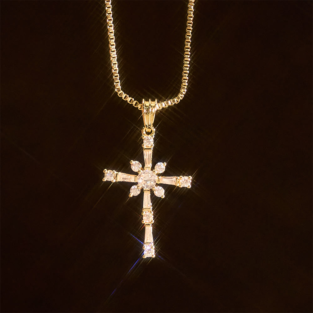 Sparkling Stone-Inlaid Cross Necklace: A Token of Divine Protection