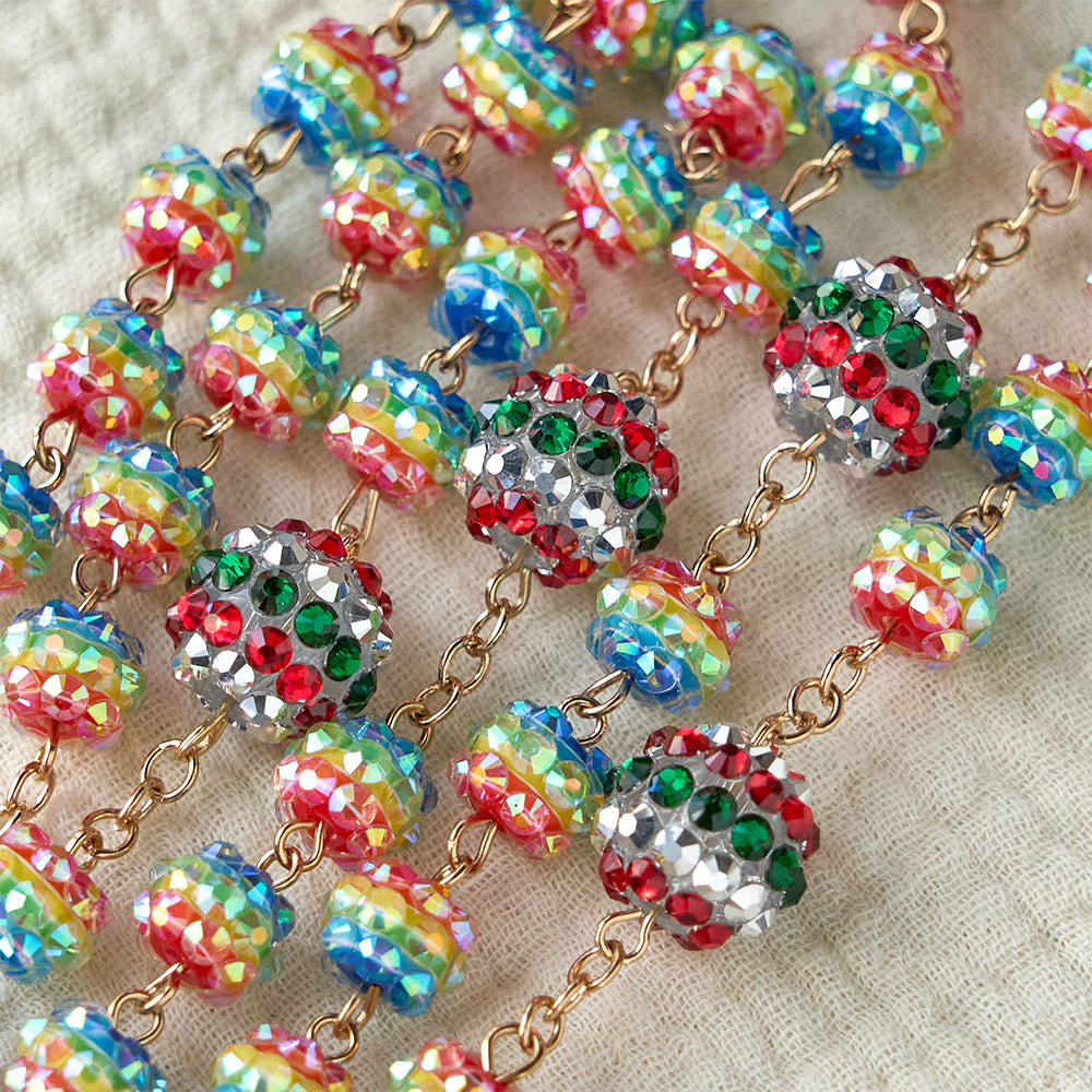 Christmas Rainbow Beads Rosary with Golden Cross: Devotion & Vibrant Faith