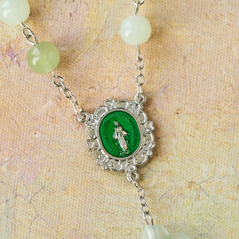 3-Style Pastel Pocket Rosary with Flower Charm: Silver-Toned Crucifix for Marian Prayer