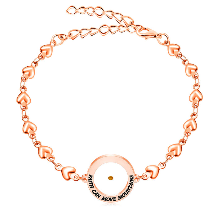Matthew 17:20 & Luke 1:37 with Mustard Seed Bracelet: Heart Links with Zircon Dot Detail