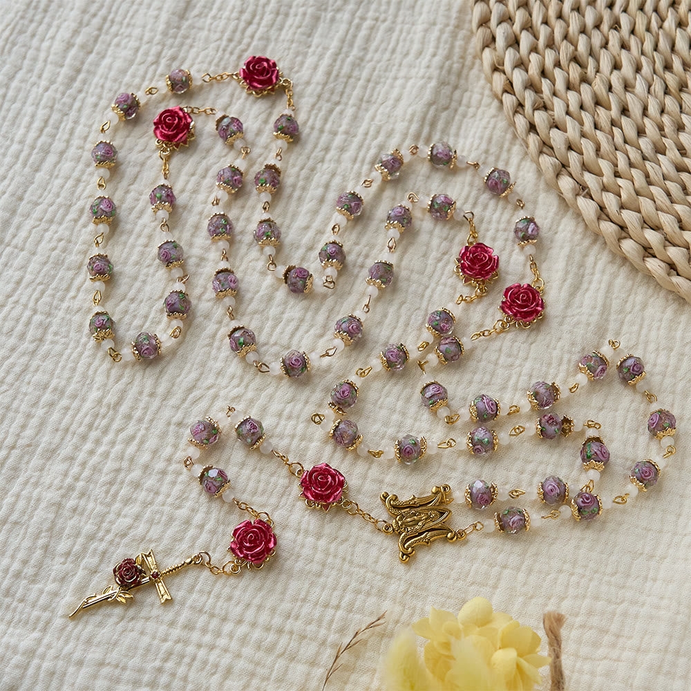 Rose Accent Devotion Rosary with Sacred Heart: Gentle Faith for Daily Prayer
