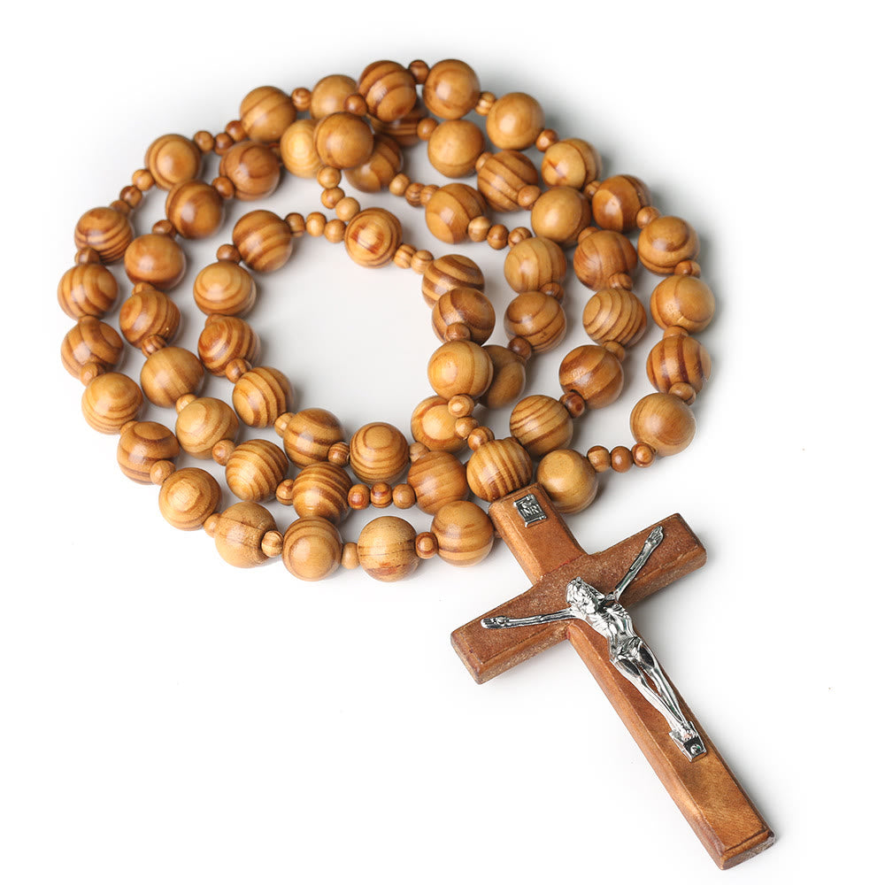 Wooden Wall Rosary with Crucifix: A Symbol of Home Prayerful Devotion