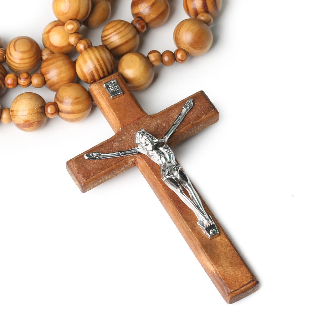 Wooden Wall Rosary with Crucifix: A Symbol of Home Prayerful Devotion