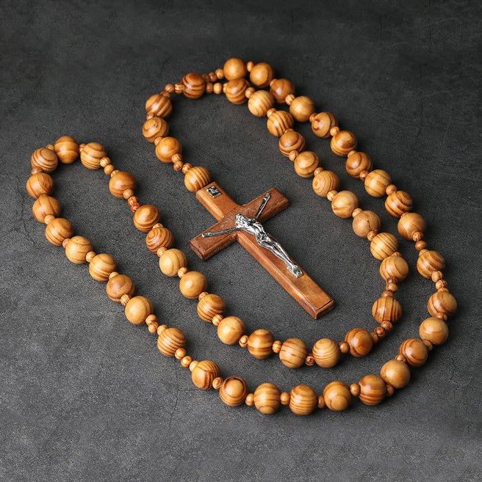 Wooden Wall Rosary with Crucifix: A Symbol of Home Prayerful Devotion