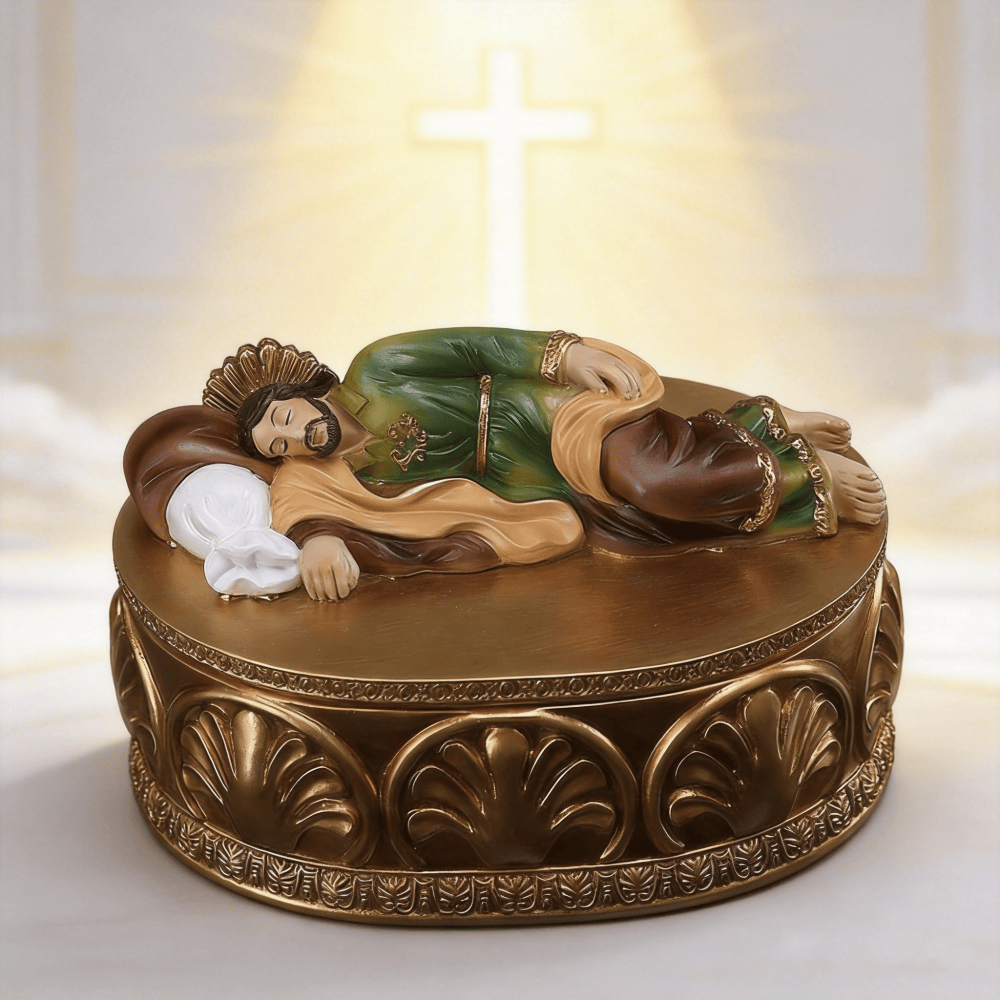 Ornate Reclining Jesus Resin Rosary Holder: Merging Artistry with Spiritual Comfort