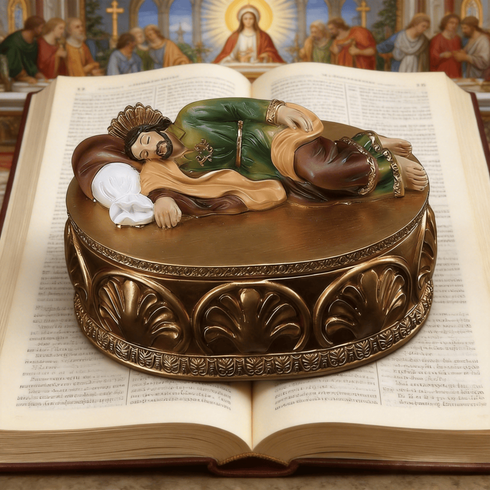 Ornate Reclining Jesus Resin Rosary Holder: Merging Artistry with Spiritual Comfort