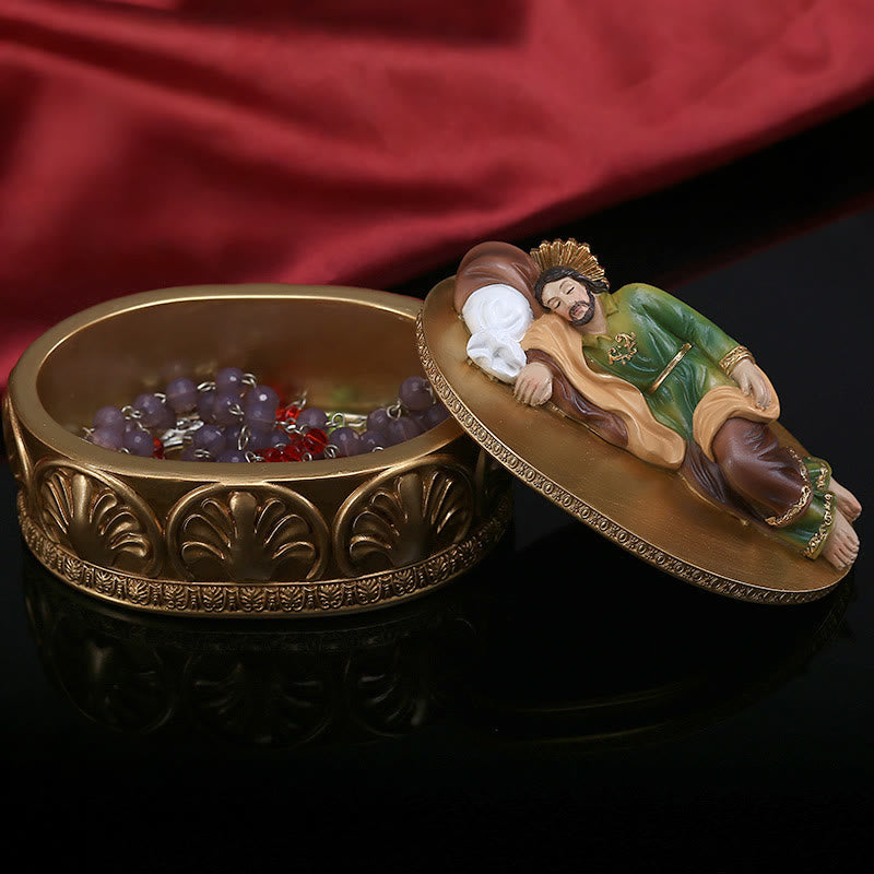 Ornate Reclining Jesus Resin Rosary Holder: Merging Artistry with Spiritual Comfort