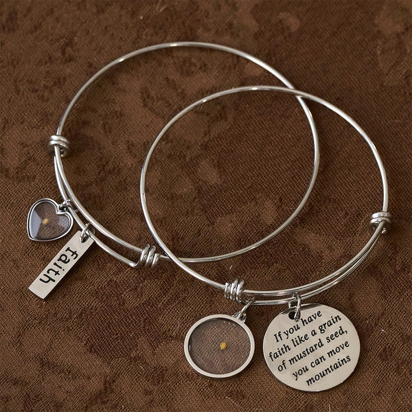 Mustard Seed Faith Bangle with Heart Charm: A Symbol of Unwavering Belief & Grace