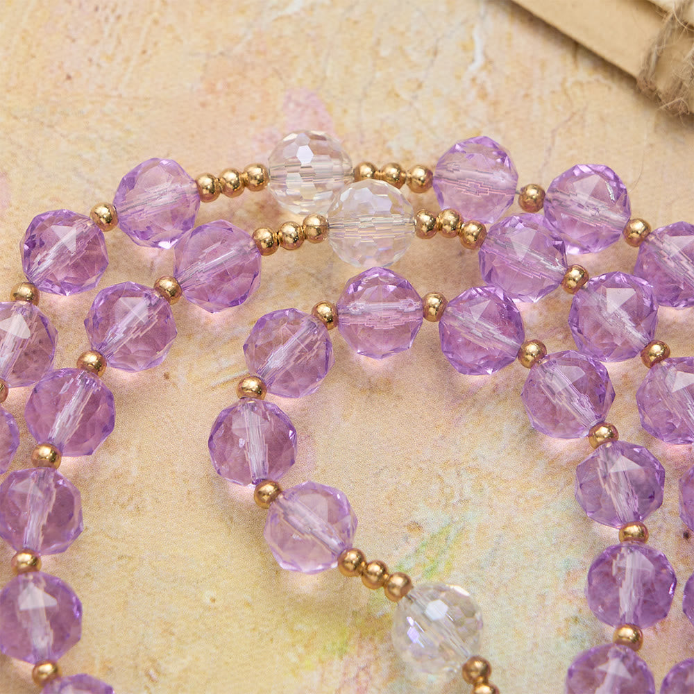 Faceted Purple Glass Rosary with Our Lady Medal: Emblem of Divine Light & Marian Grace