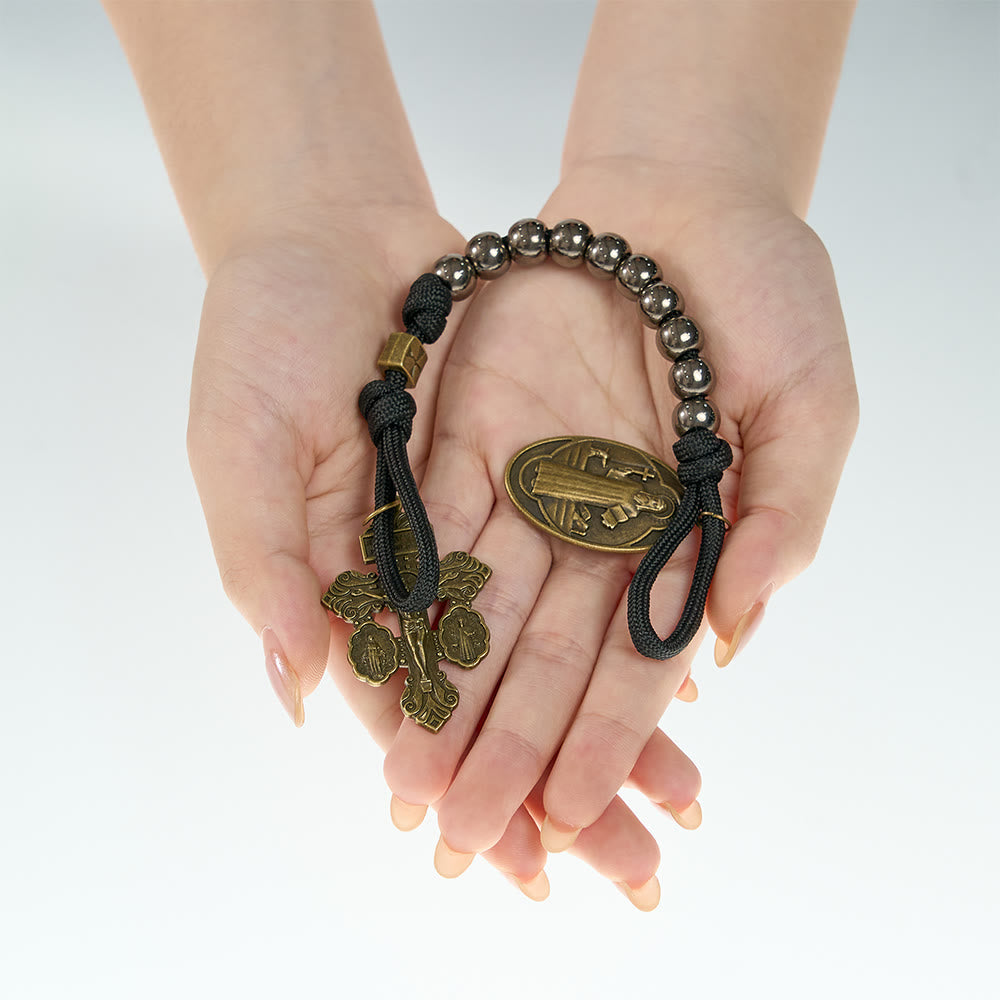 Paracord St.Benedict Pocket Rosary: Emblem of Unbreakable Faith & Protection