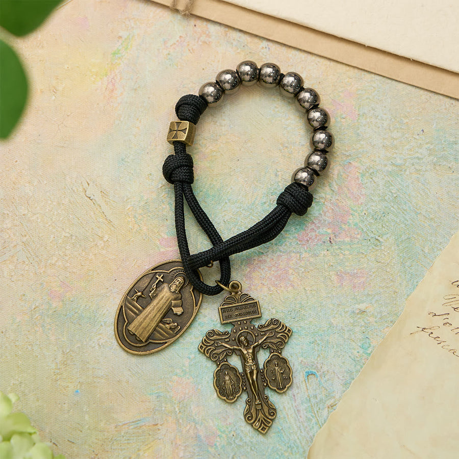 Paracord St.Benedict Pocket Rosary: Emblem of Unbreakable Faith & Protection