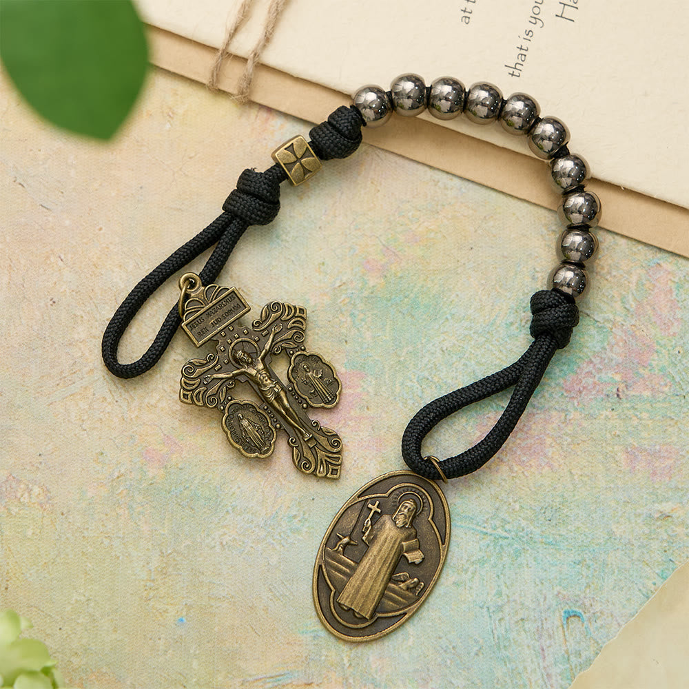 Paracord St.Benedict Pocket Rosary: Emblem of Unbreakable Faith & Protection