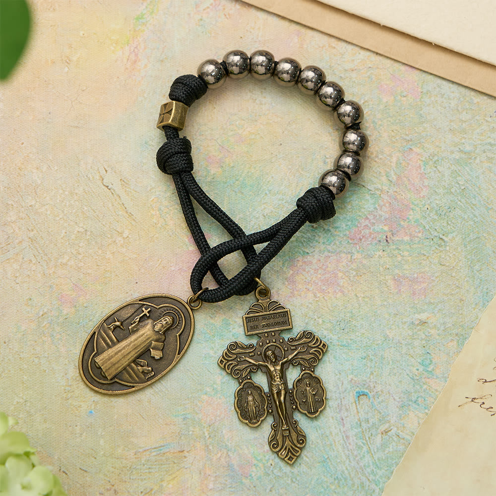 Paracord St.Benedict Pocket Rosary: Emblem of Unbreakable Faith & Protection
