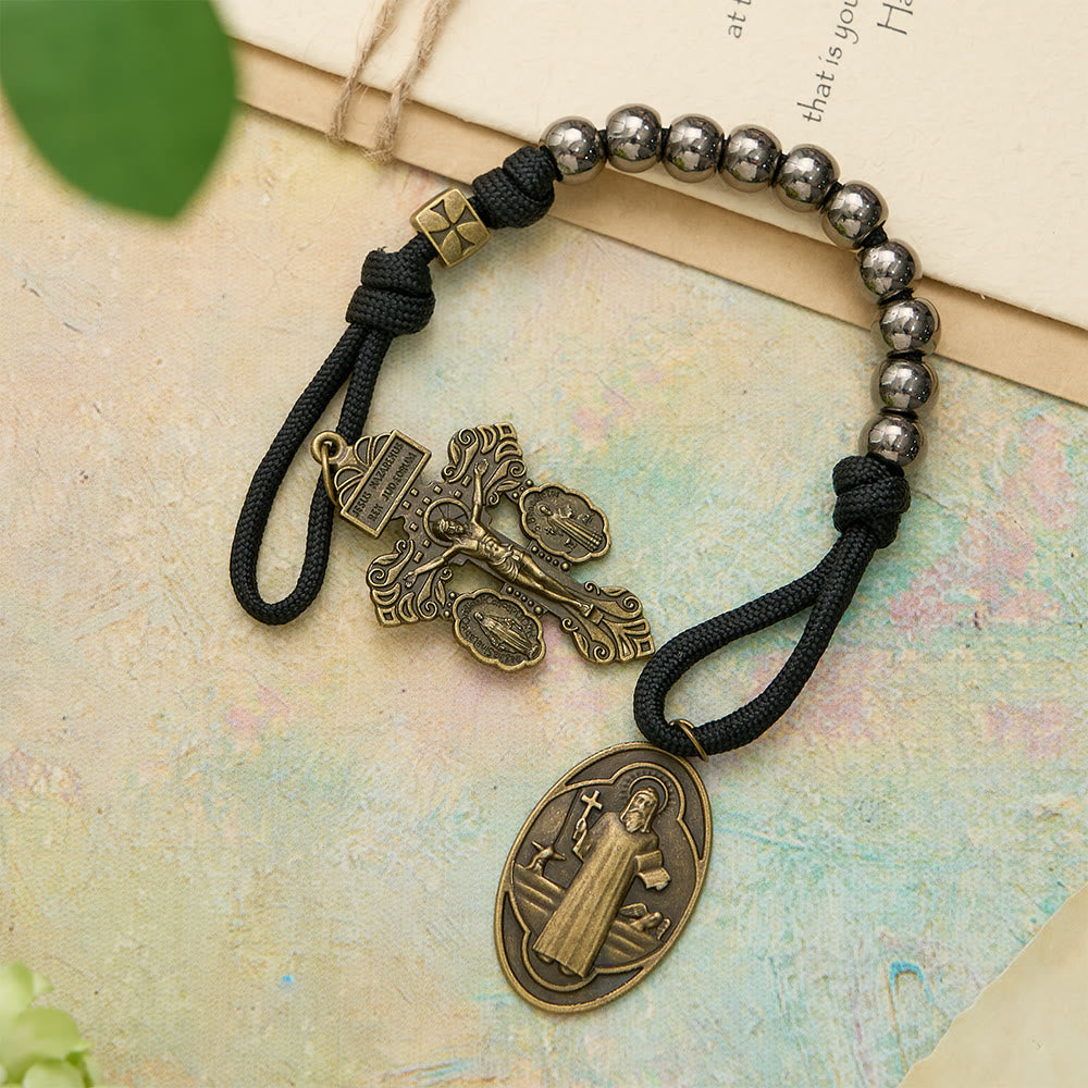 Paracord St.Benedict Pocket Rosary: Emblem of Unbreakable Faith & Protection
