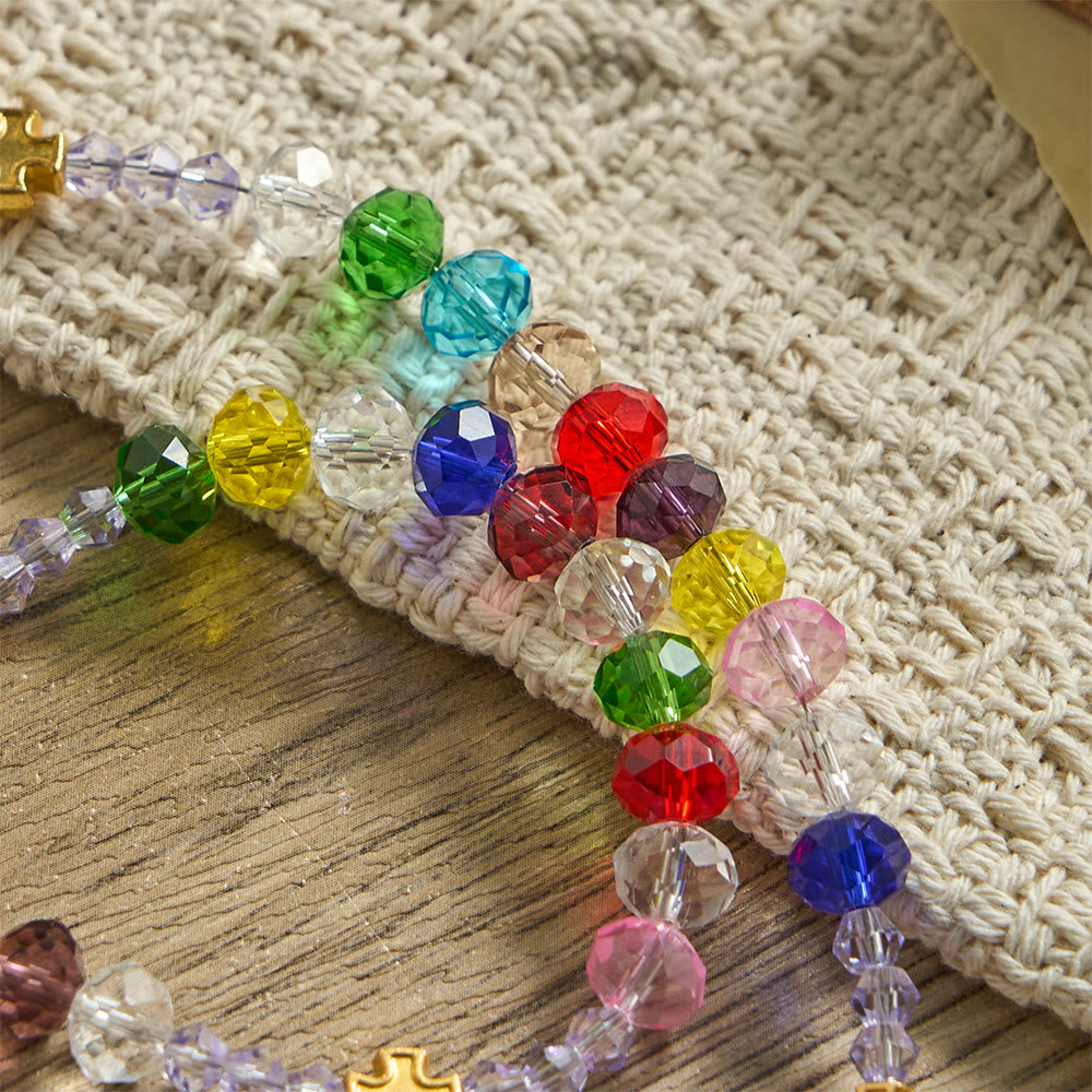 Multi-Color Flat Glass Bead Rosary: Emblem of Divine Grace & Diversity