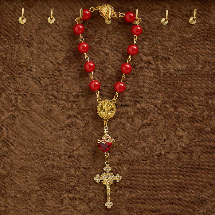 St.Benedict Sacred Heart Pocket Rosary: Emblem of Divine Fervor & Protection