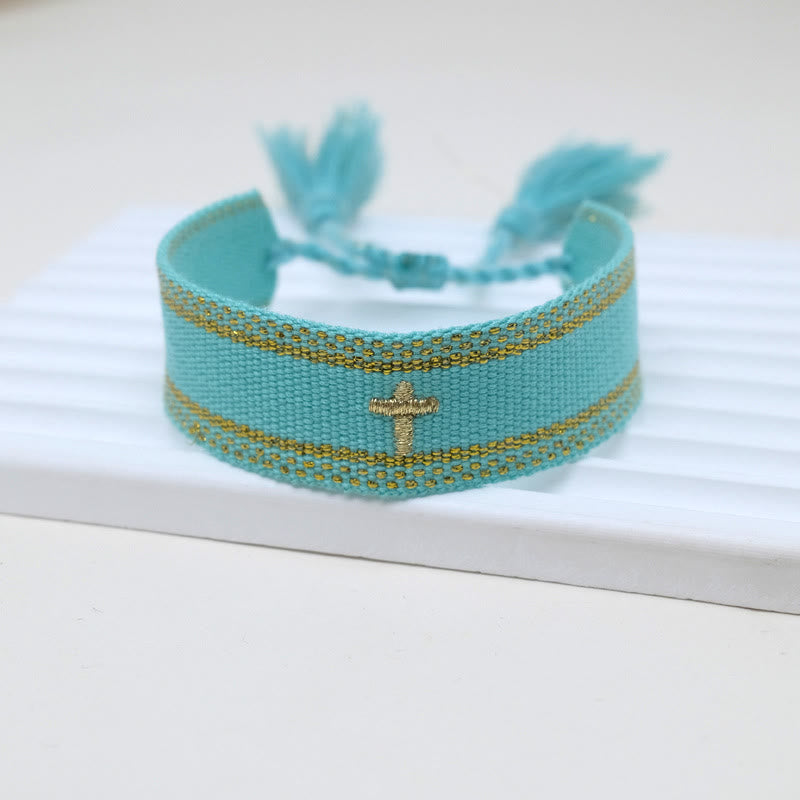 Sacred Cross Woven Tassel Bracelet: Elevate Your Faith With Sweet, Devout Style