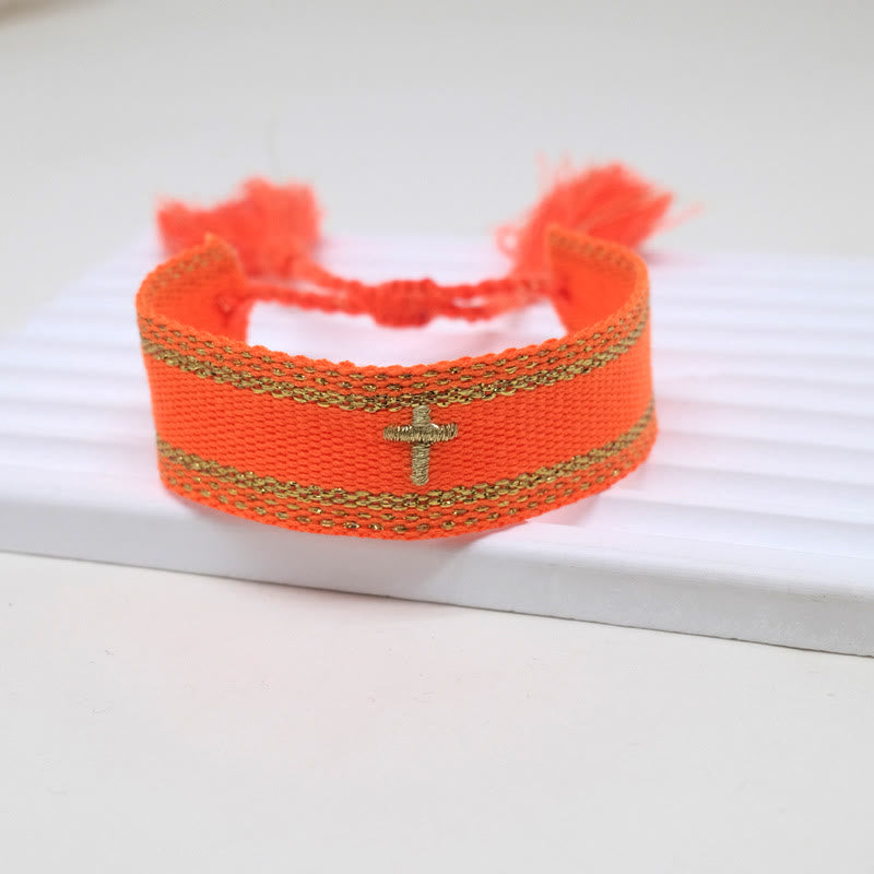 Sacred Cross Woven Tassel Bracelet: Elevate Your Faith With Sweet, Devout Style
