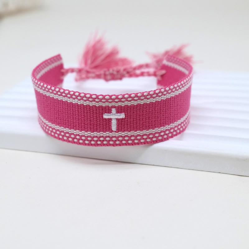 Sacred Cross Woven Tassel Bracelet: Elevate Your Faith With Sweet, Devout Style