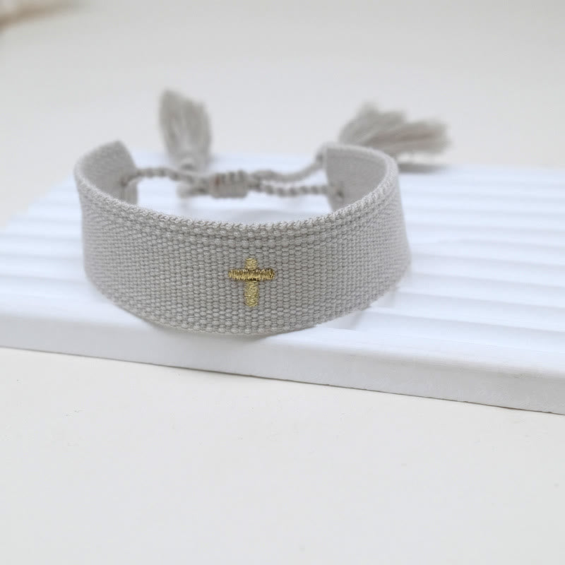 Sacred Cross Woven Tassel Bracelet: Elevate Your Faith With Sweet, Devout Style