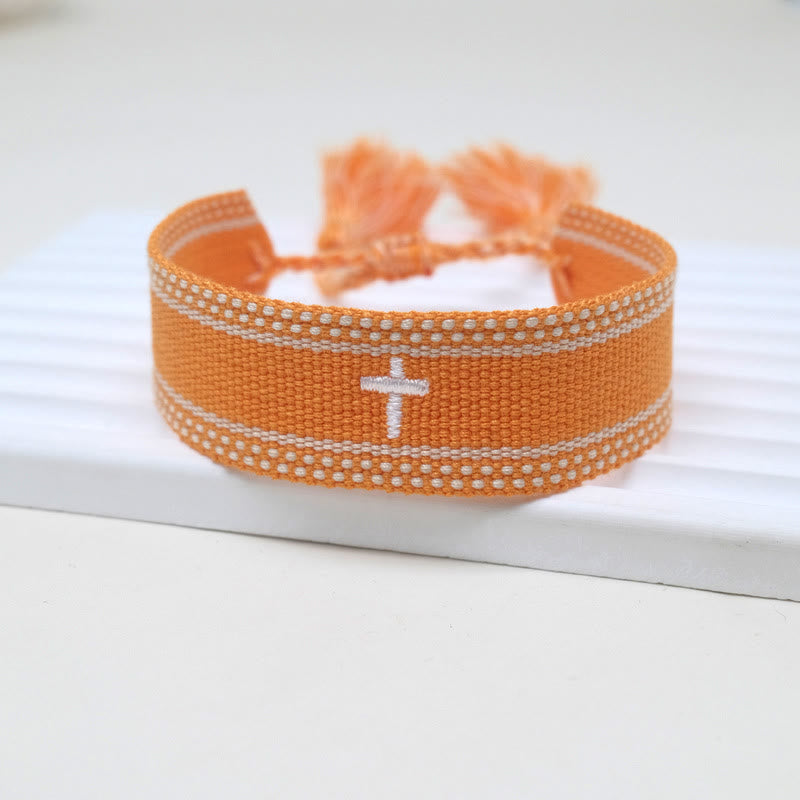 Sacred Cross Woven Tassel Bracelet: Elevate Your Faith With Sweet, Devout Style