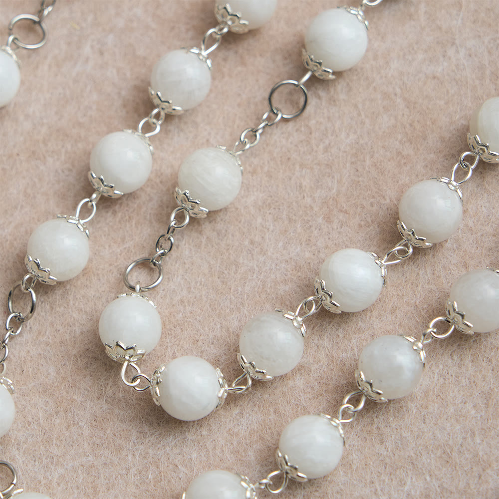 Marian Grace Moonstone Rosary: Silver-Toned Crucifix for Sacred Devotion