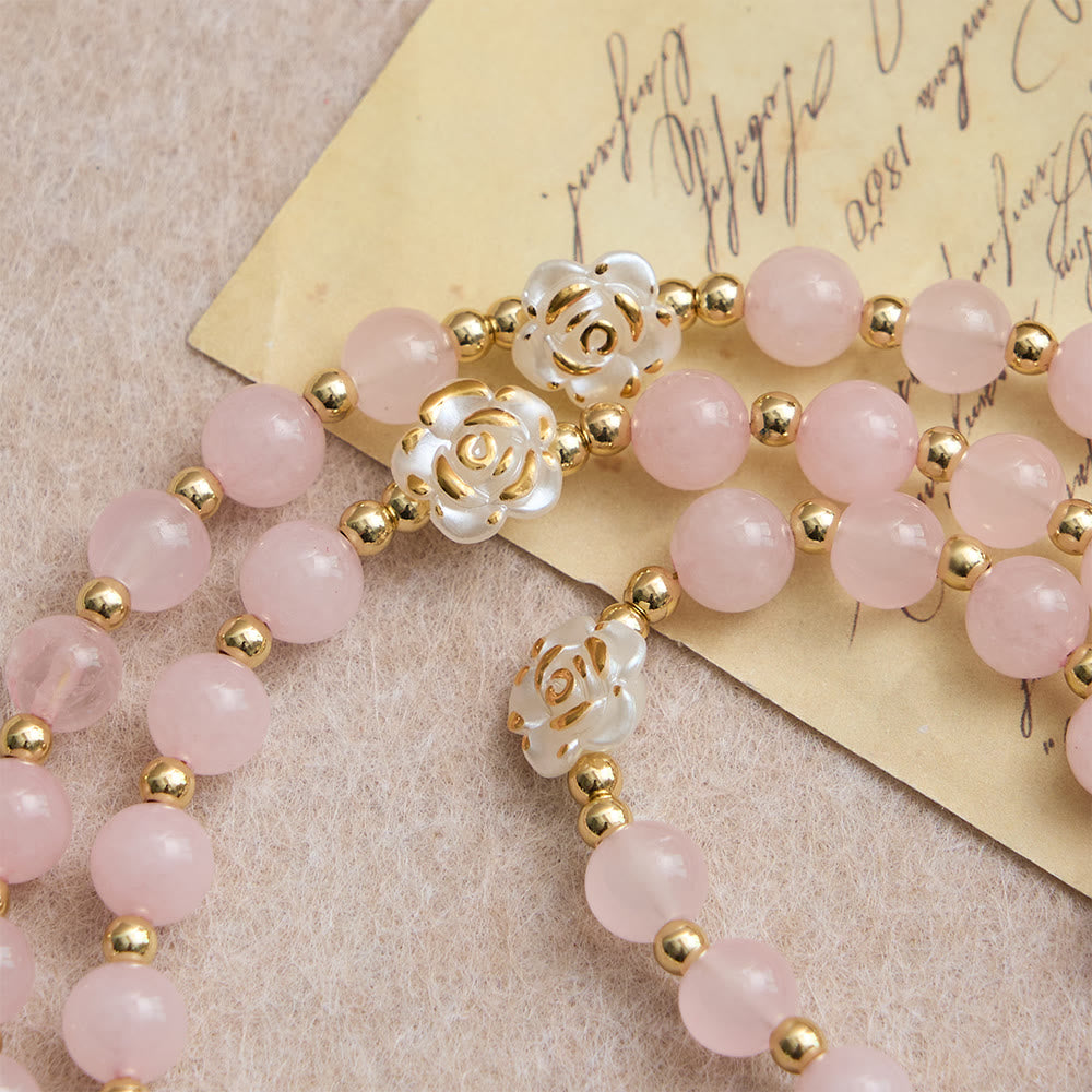 Rose Quartz Seven Sorrow Rosary with Sacred Heart: Emblem of Marian Compassion