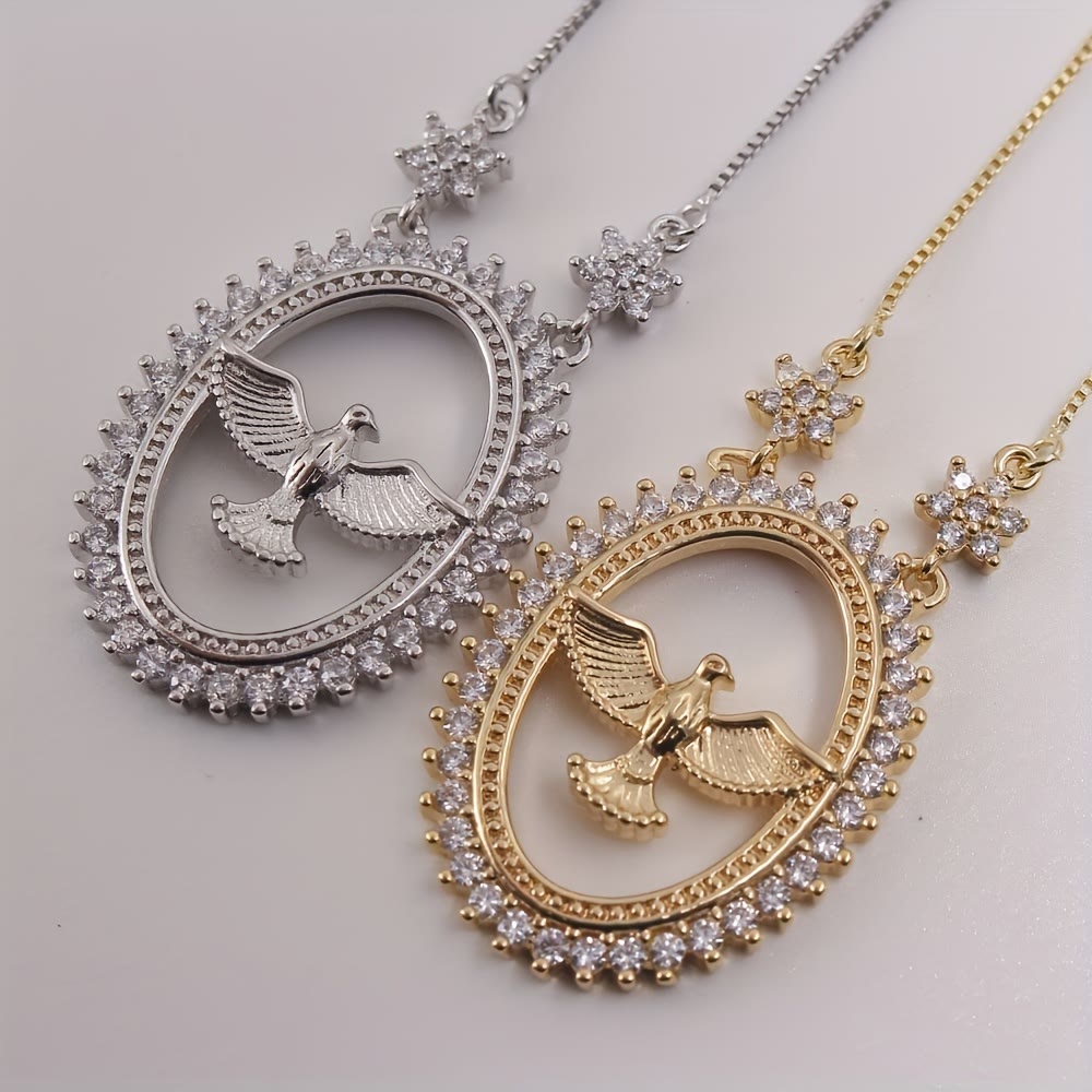 Dove Oval CZ Pendant Necklace: Emblem of Divine Peace & Holy Spirit