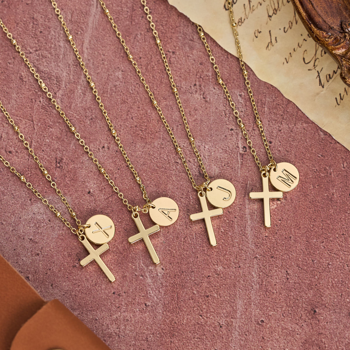 Initial Letter Disc & Cross Pendant Necklace: Timeless Symbol of Personal Faith
