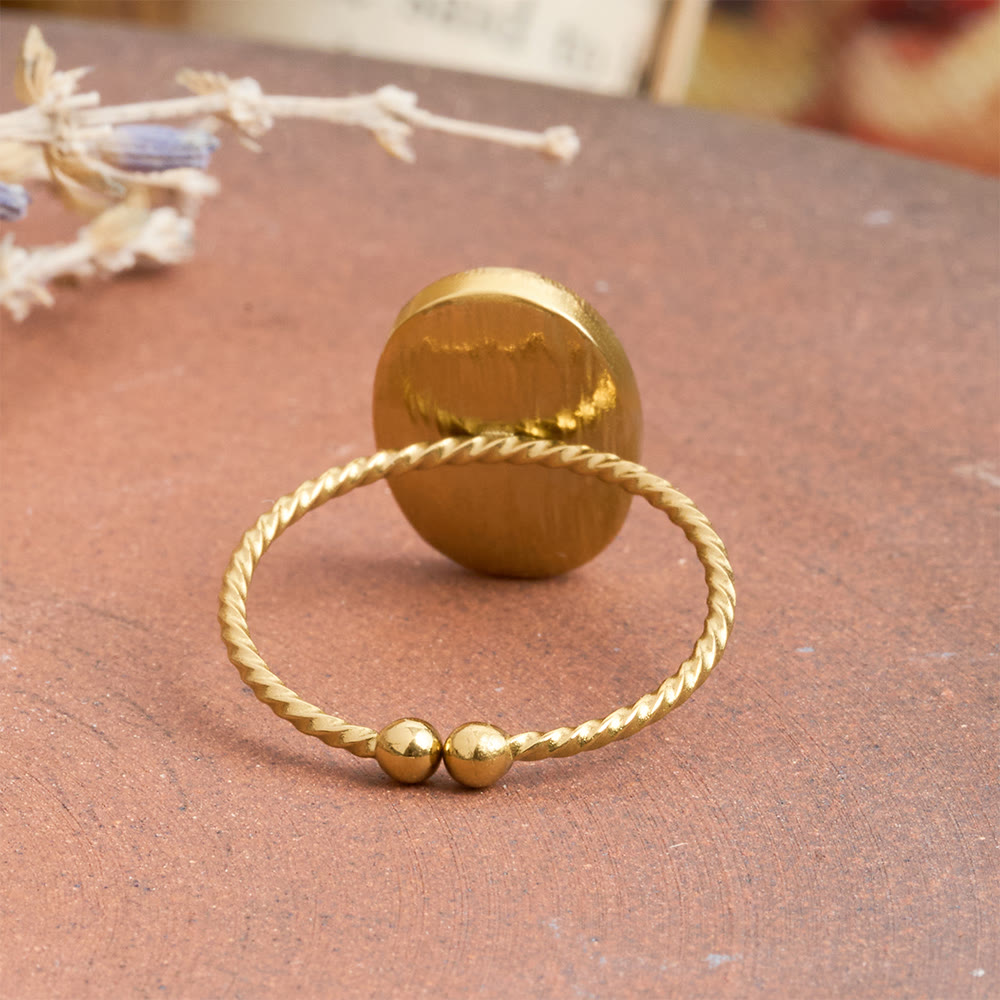 Hammered Oval Cross Twisted Band Ring: Rustic Token of Devout Blessing