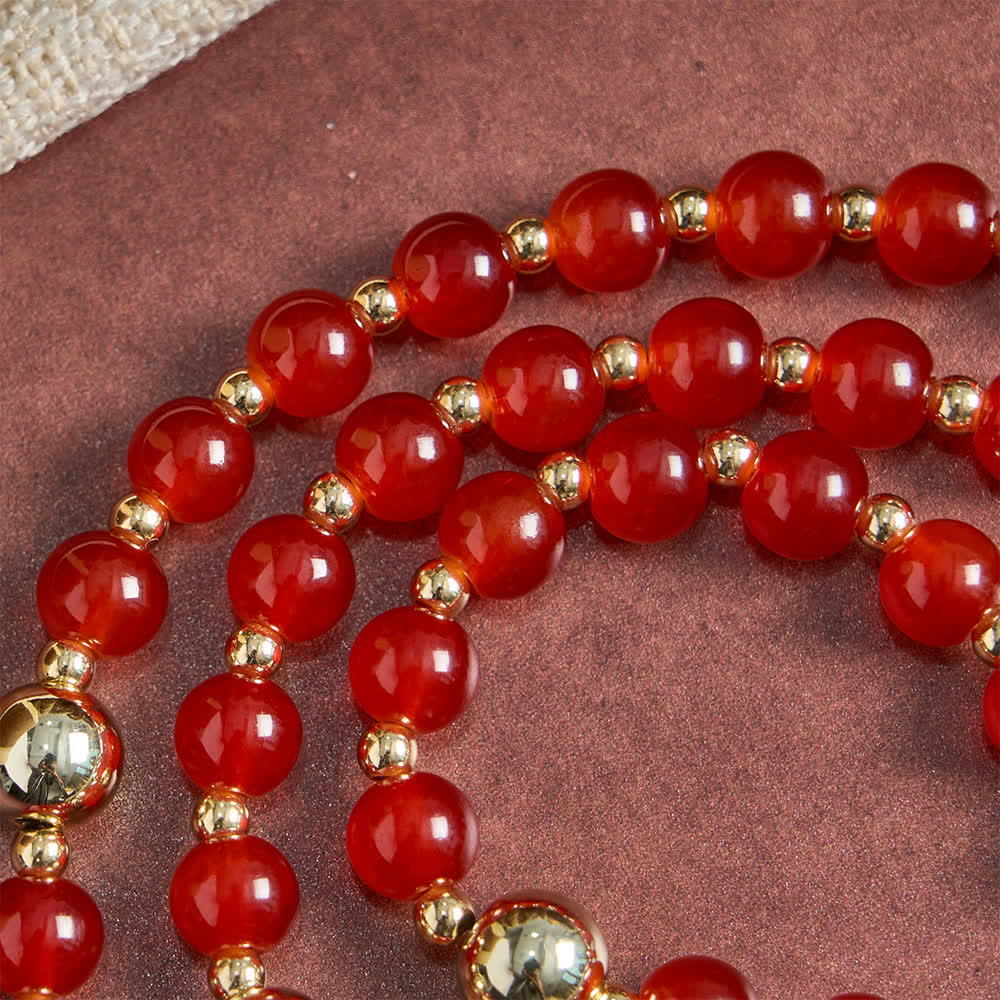 Divine Love Sacred Heart Rosary with Elegant Red Glass & Golden Crucifix