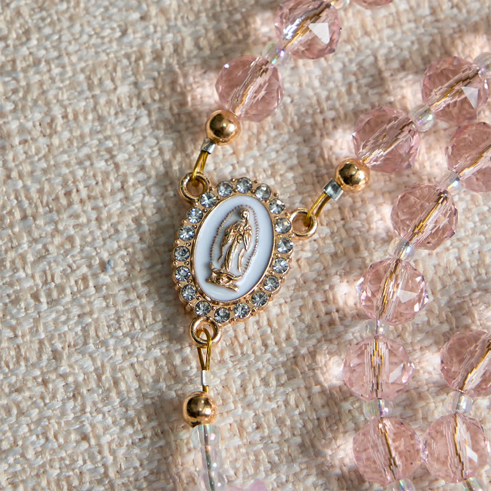 Lily of the Valley Devotion Rosary with Our Lady Accents & Pink Beads