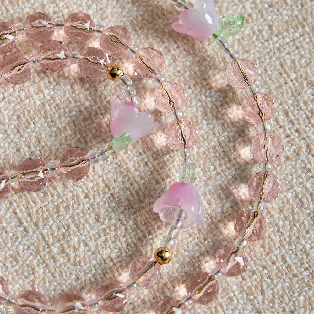 Lily of the Valley Devotion Rosary with Our Lady Accents & Pink Beads