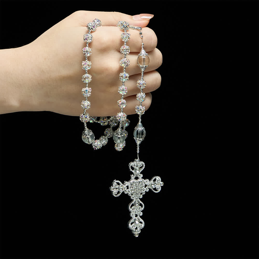 Sparkling Golden Beads Luxury Rosary with Our Lady of Grace