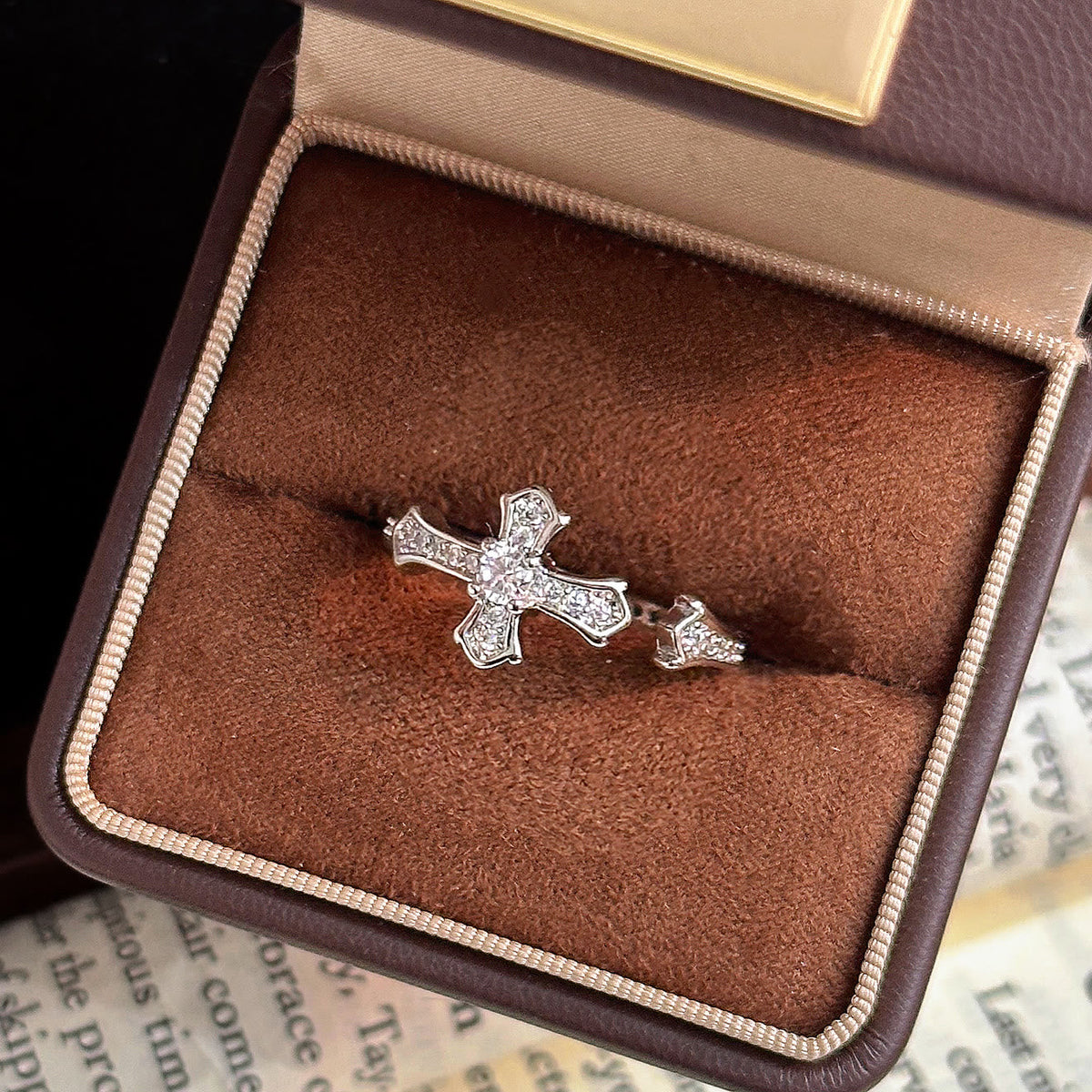 Dainty Paved Zircon Cross Adjustable Ring: Gentle Emblem Of Heavenly Redemption Faith