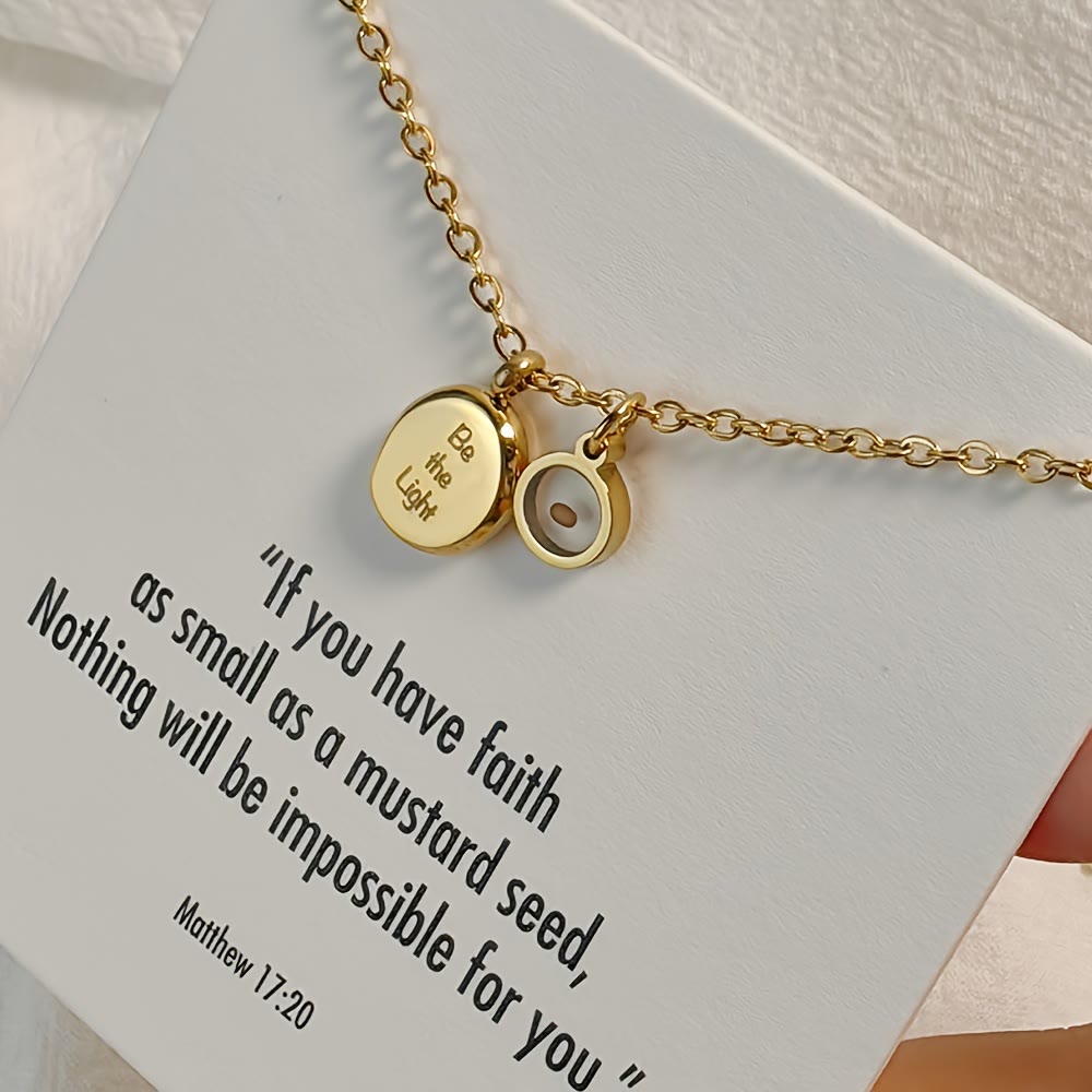 Mustard Seed Be The Light Scripture Necklace: Matthew 17:20 Faith Inspirational Pendant Jewelry