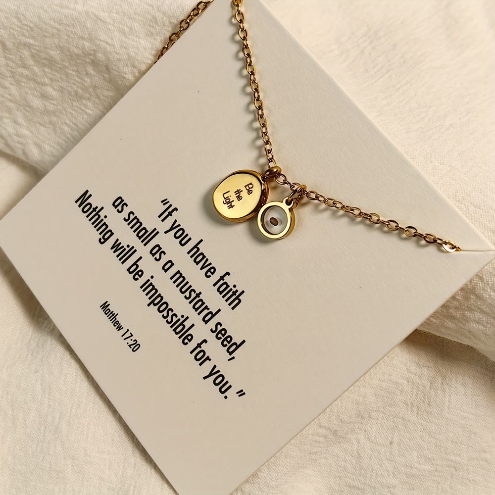 Mustard Seed Be The Light Scripture Necklace: Matthew 17:20 Faith Inspirational Pendant Jewelry