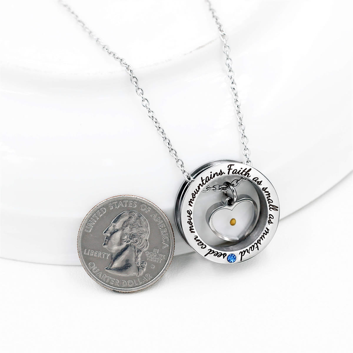 Mustard Seed Heart Circle Scripture Necklace: Faith As Small As Mustard Seed Faith Pendant Jewelry
