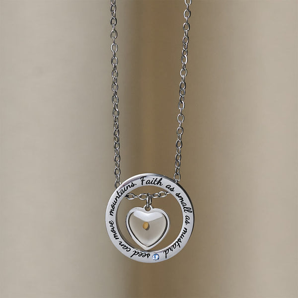 Mustard Seed Heart Circle Scripture Necklace: Faith As Small As Mustard Seed Faith Pendant Jewelry