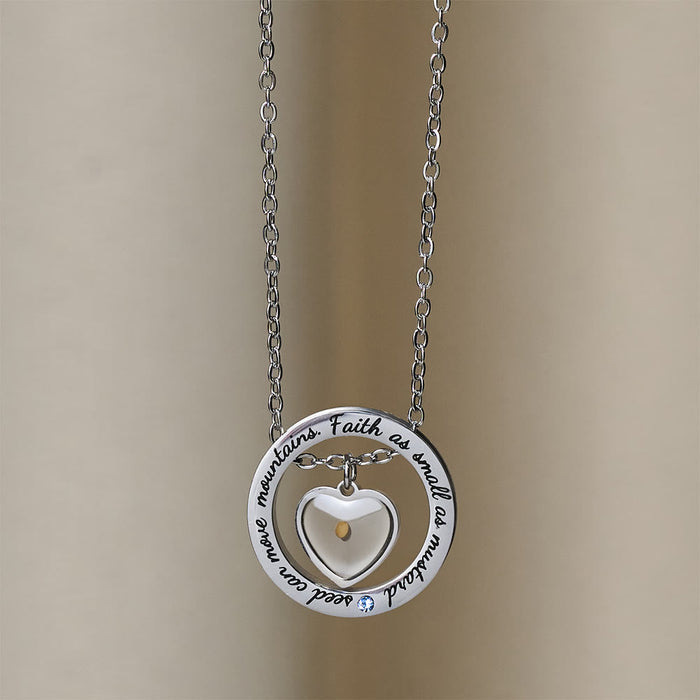 Mustard Seed Heart Circle Scripture Necklace: Faith As Small As Mustard Seed Faith Pendant Jewelry