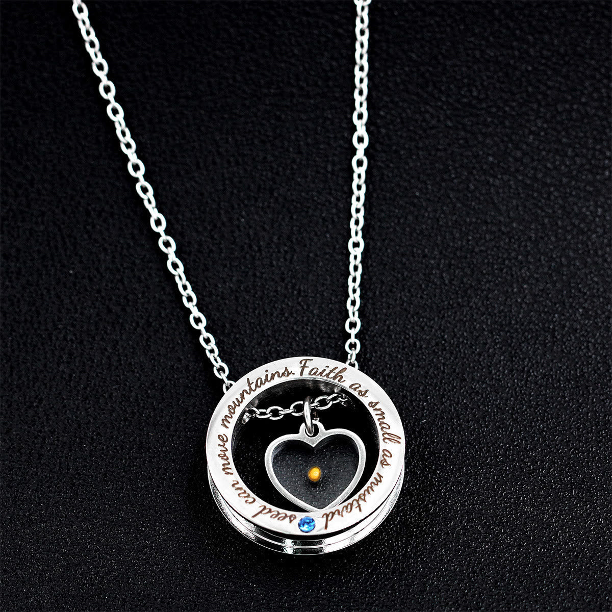 Mustard Seed Heart Circle Scripture Necklace: Faith As Small As Mustard Seed Faith Pendant Jewelry